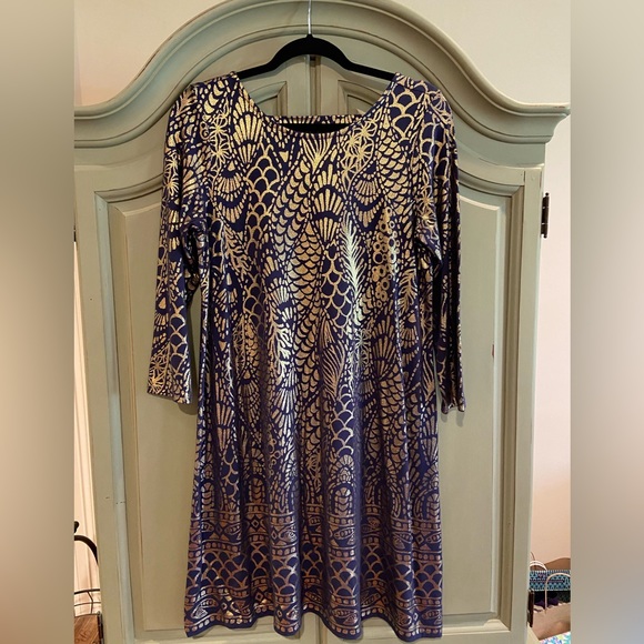 lilly pulitzer ophelia metallic swing dress Lilly Pulitzer | Dresses | Lilly Pulitzer Ophelia Black Gold Metallic 34  Sleeve Caged Mini Dress
